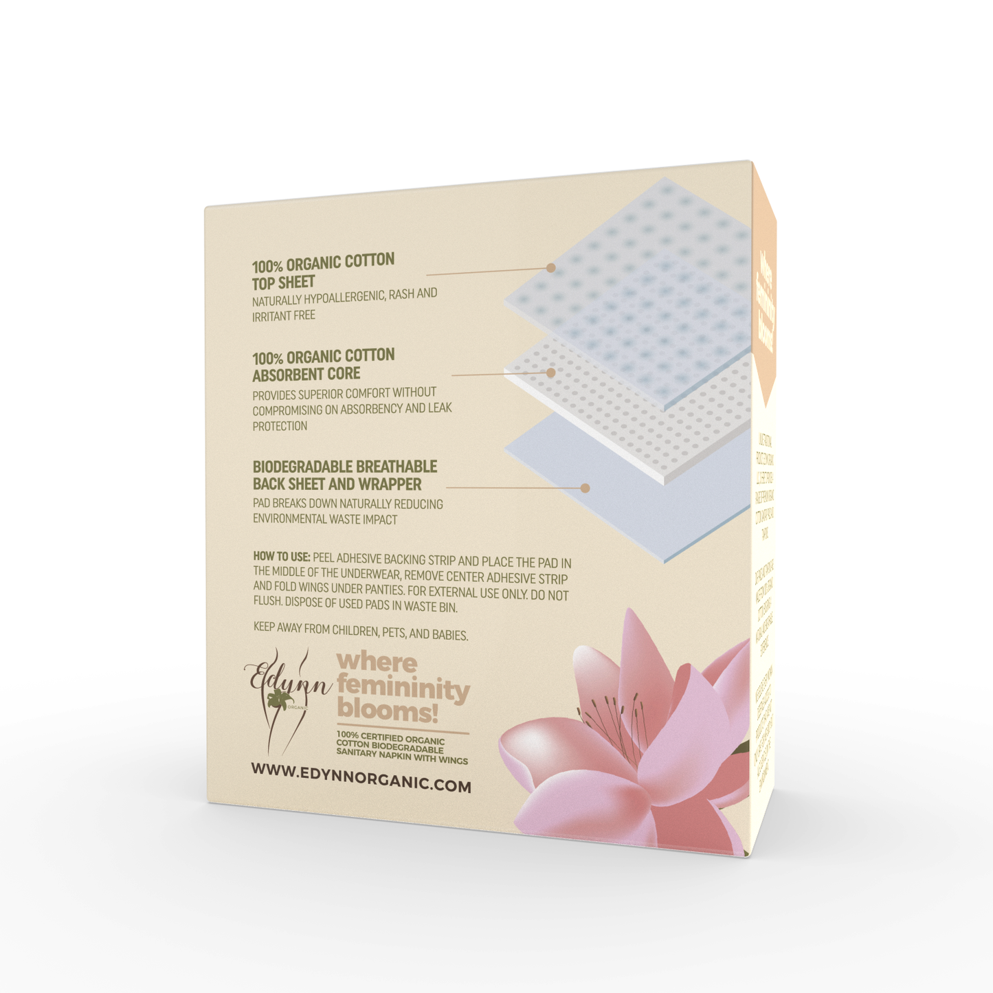 100% Natural SAP-free Organic Cotton Biodegradable Sanitary Pad